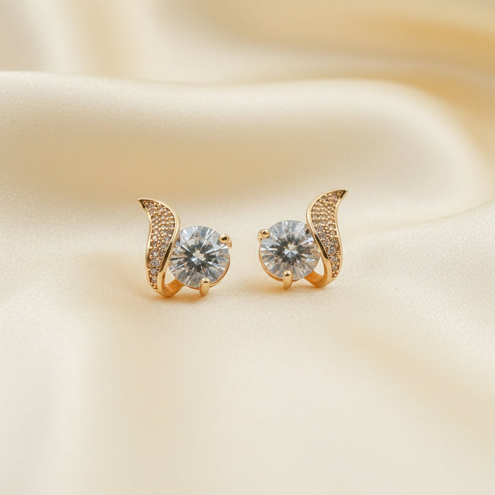 Crescent Diamond Glow Stud Earrings