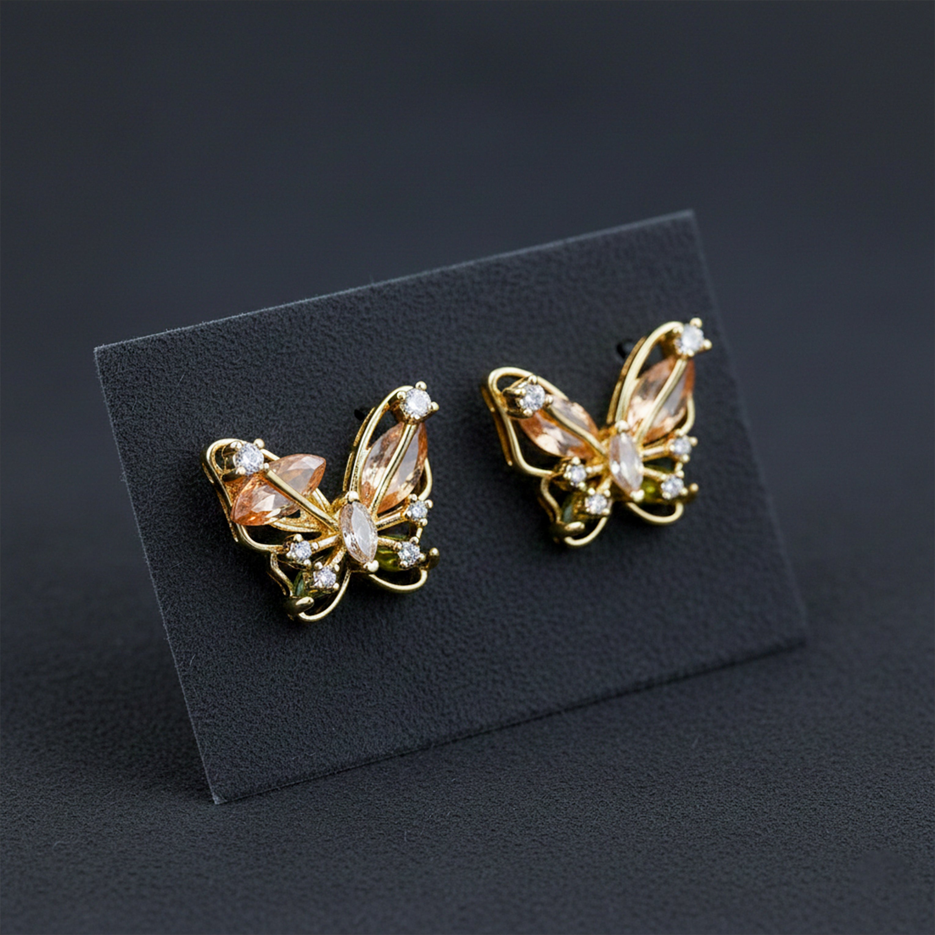 Luxury Crystal Butterfly Gold Earrings