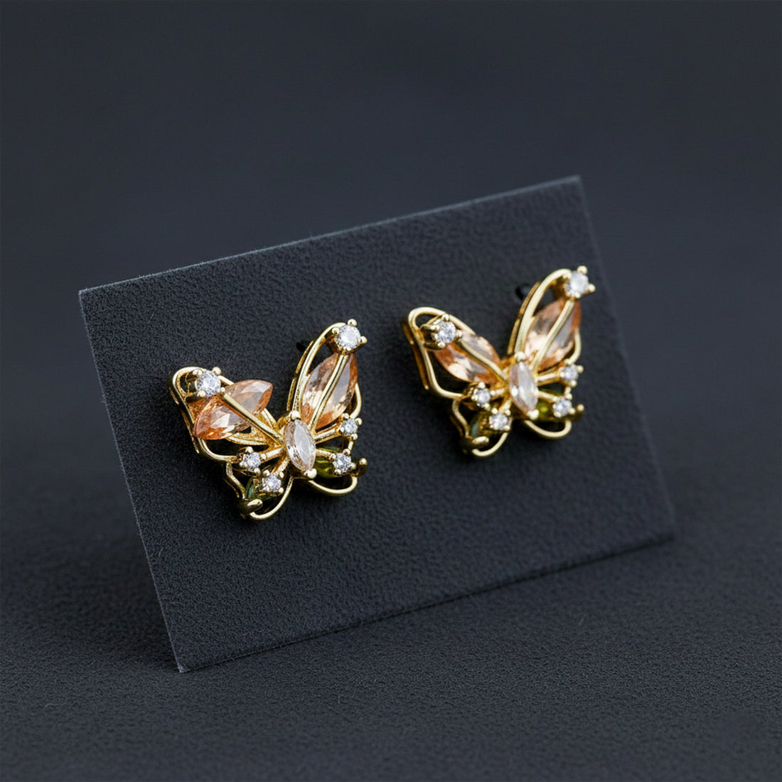 Luxury Crystal Butterfly Gold Earrings