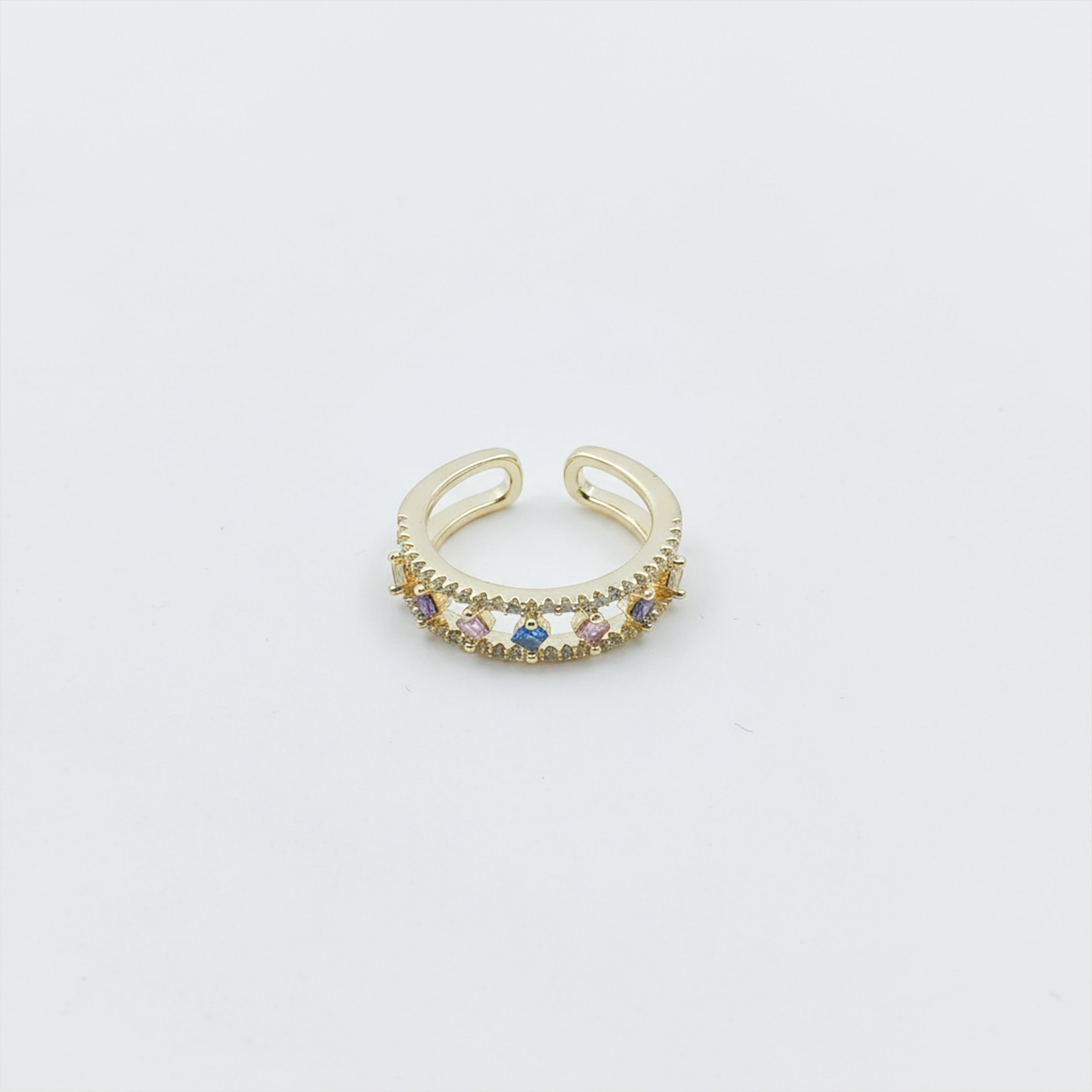 Multicolor Gemstone Open Band Ring