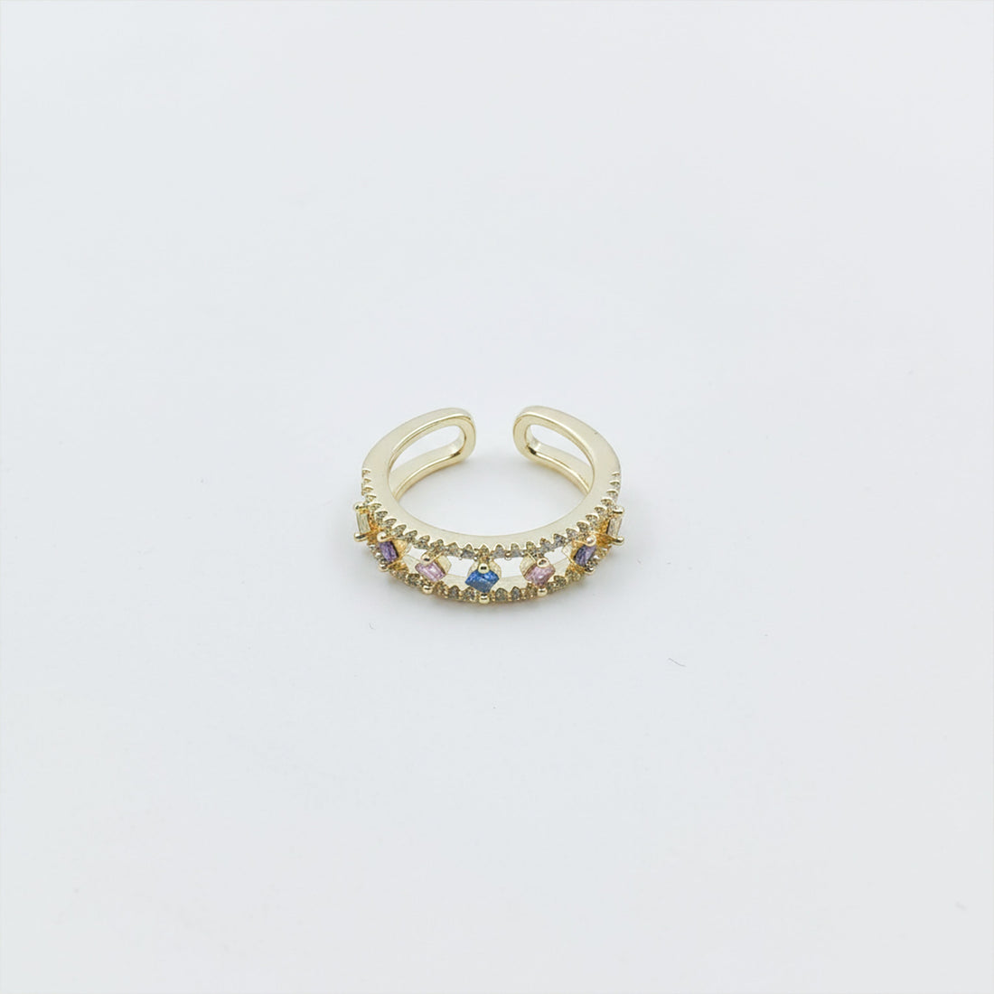 Multicolor Gemstone Open Band Ring