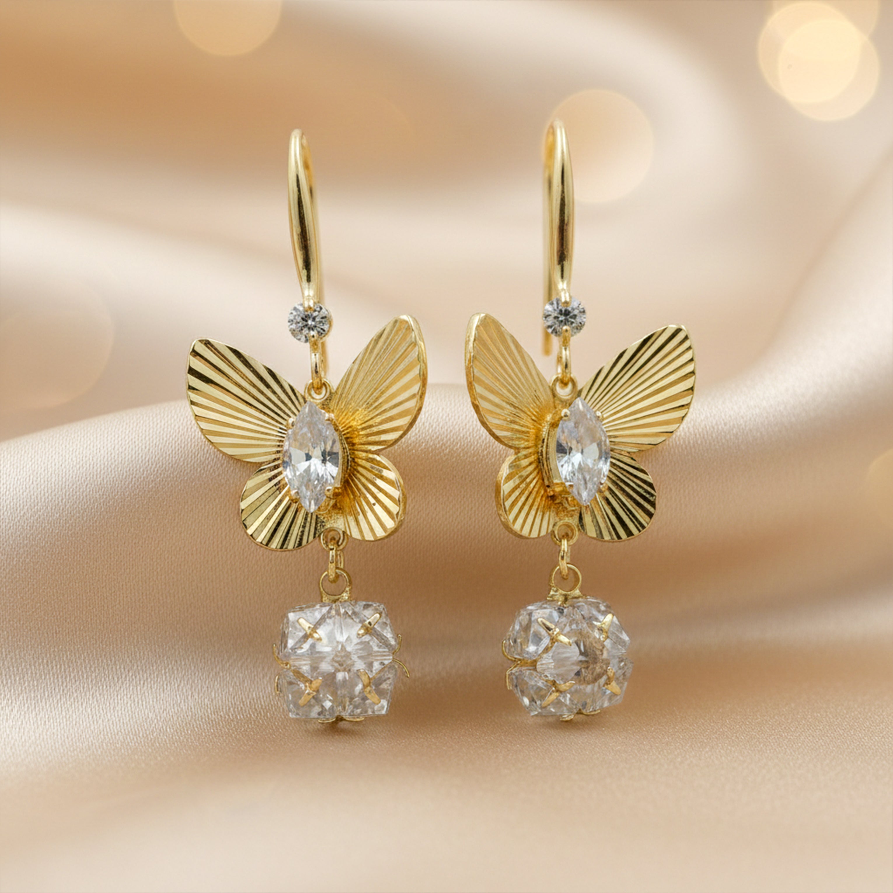 Golden Butterfly Drop Earrings