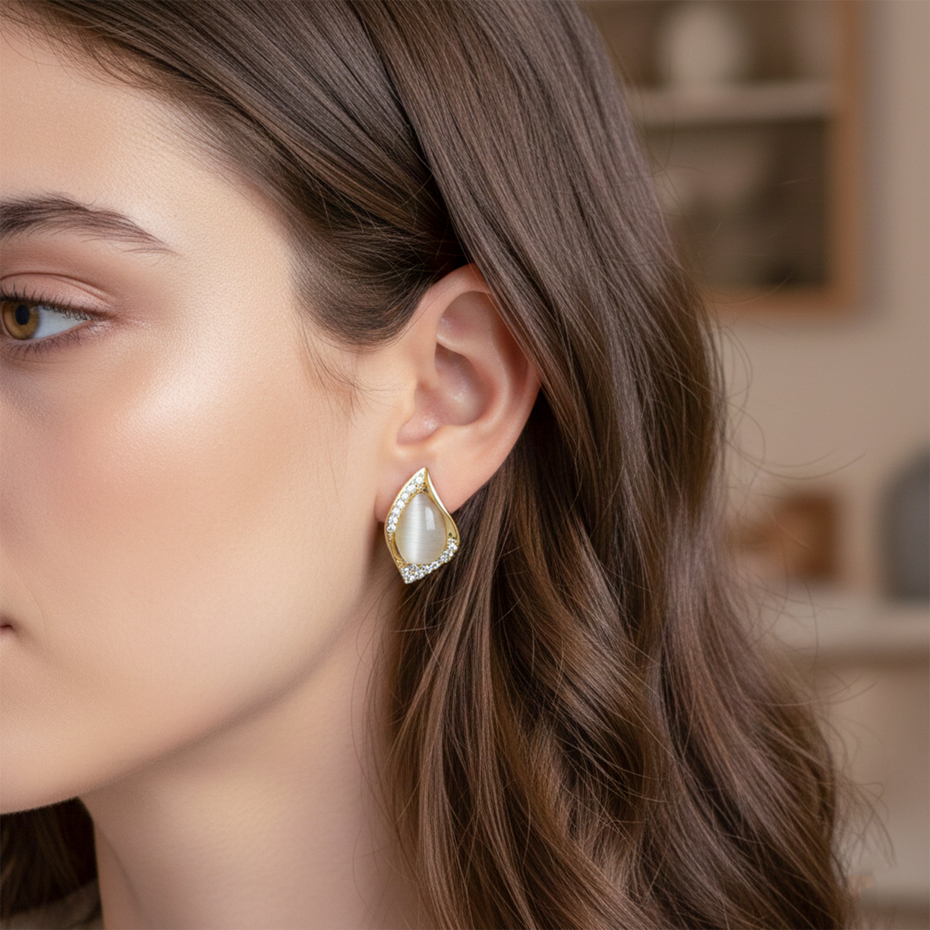 Cat Eye Teardrop Earrings