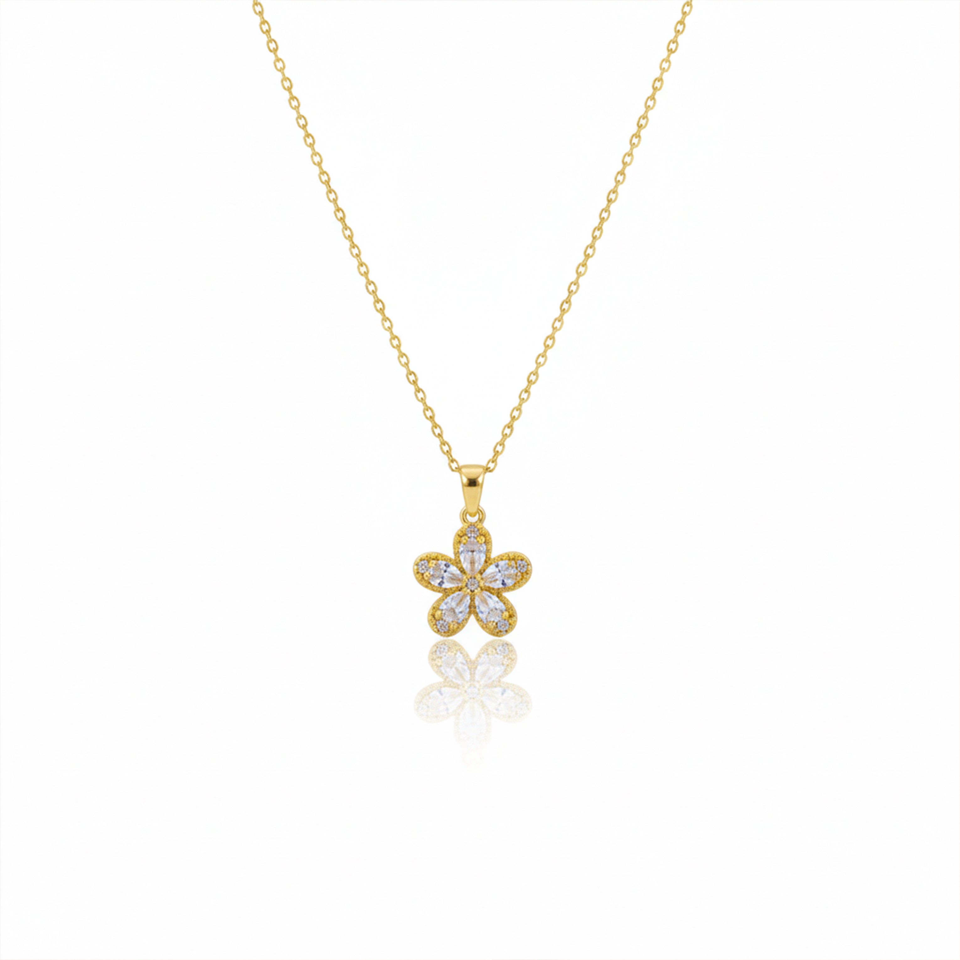 Sparkle Flower Crystal Pendant Necklace