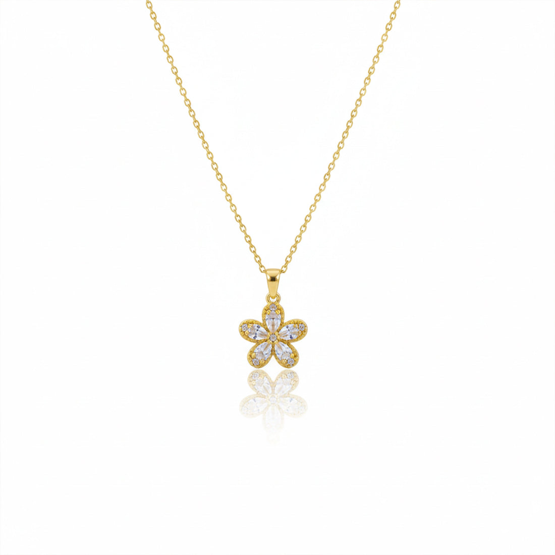 Sparkle Flower Crystal Pendant Necklace