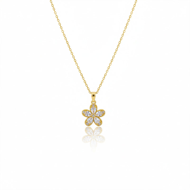Sparkle Flower Crystal Pendant Necklace