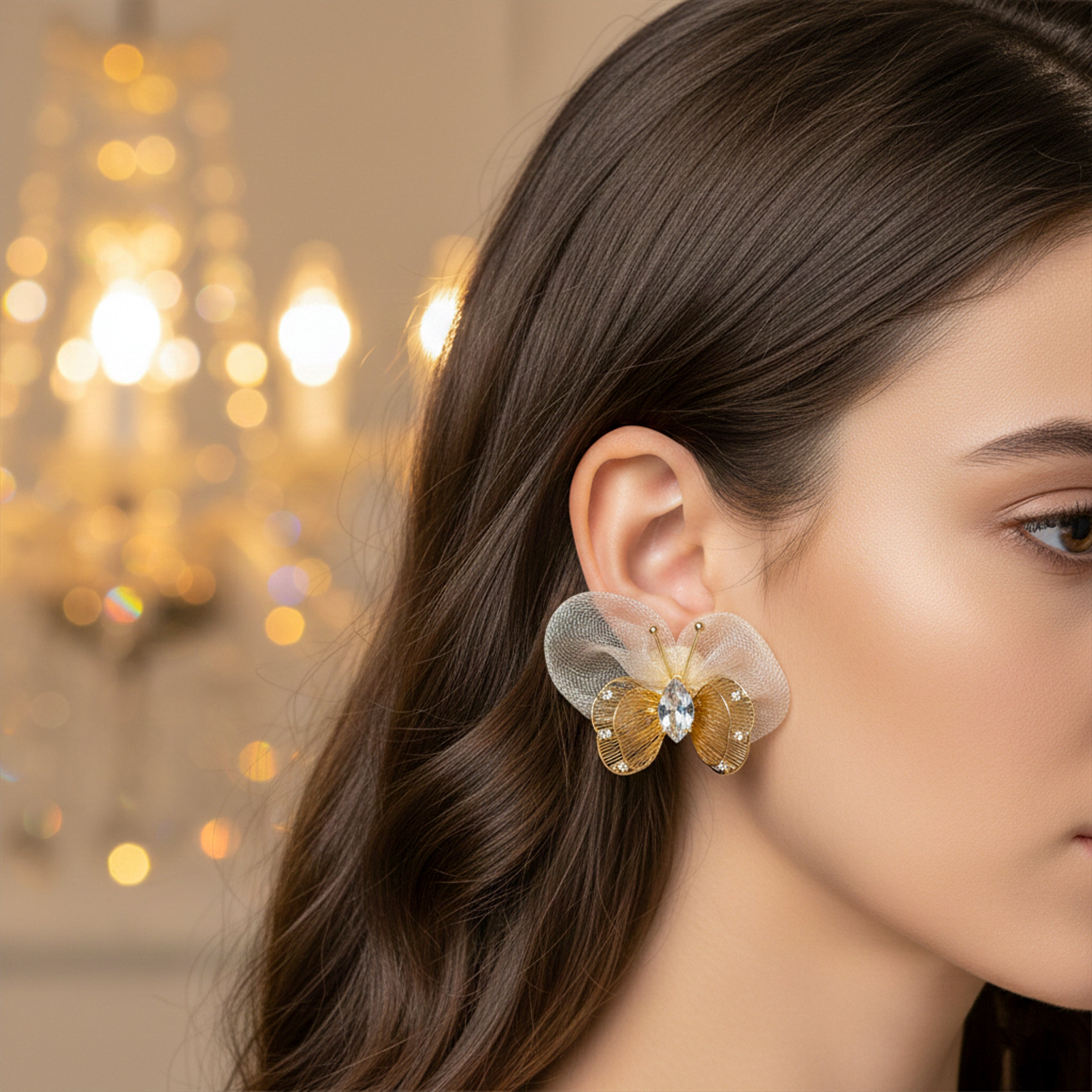 Pearl Veil Butterfly Earrings