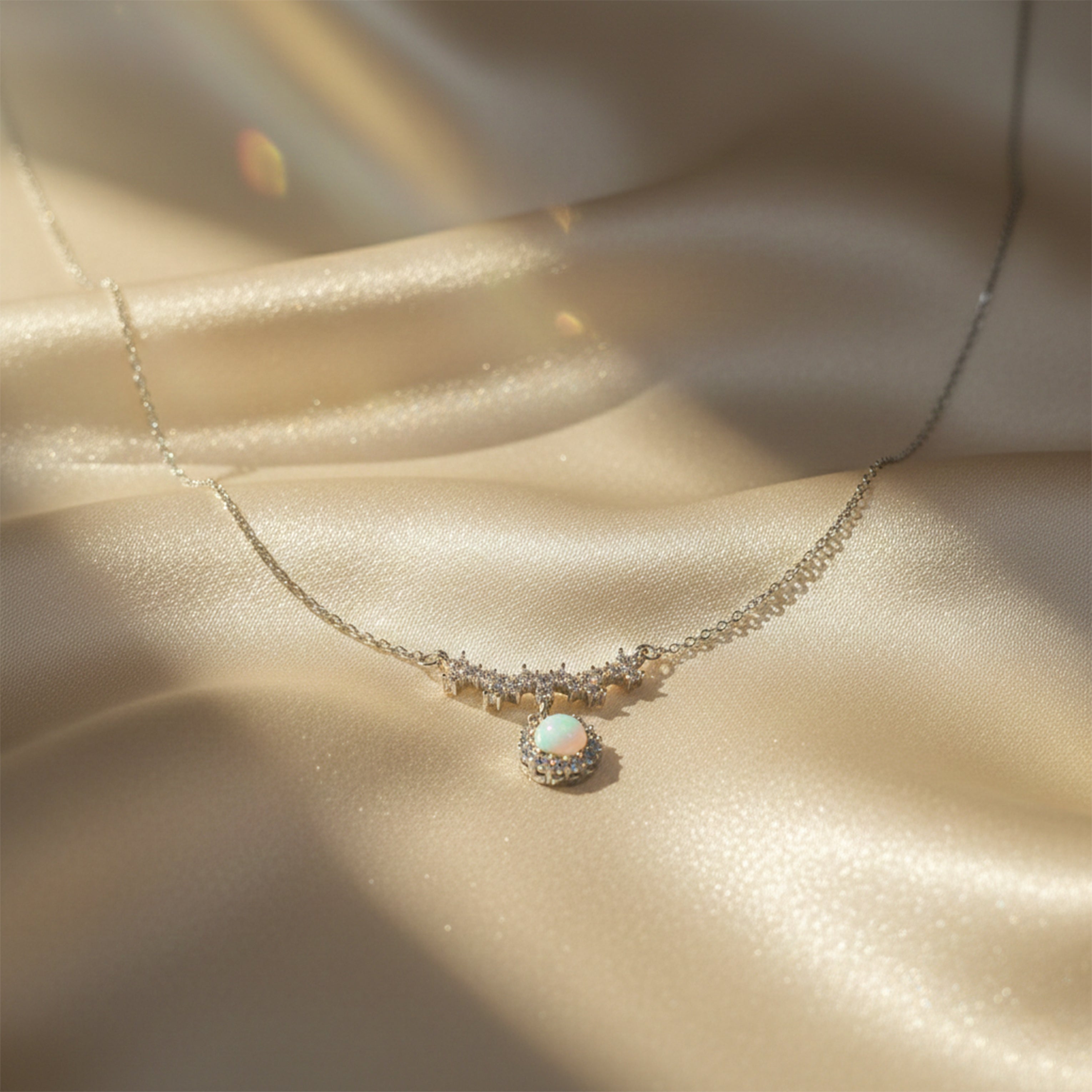 Elegant Opal Drop Pendant Necklace