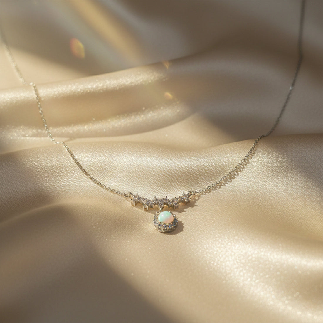 Elegant Opal Drop Pendant Necklace