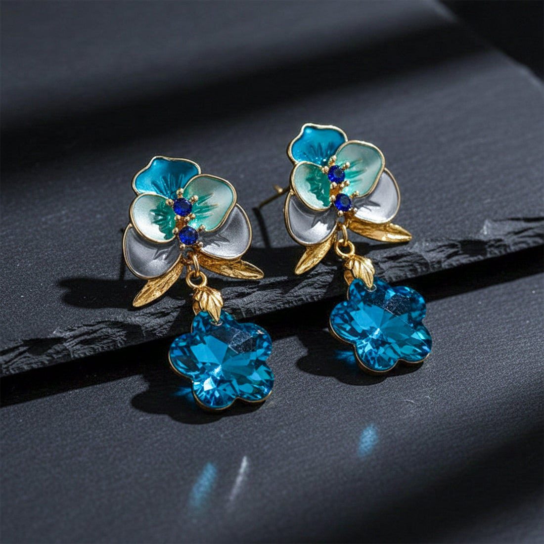 Blue Aura Drops Earrings