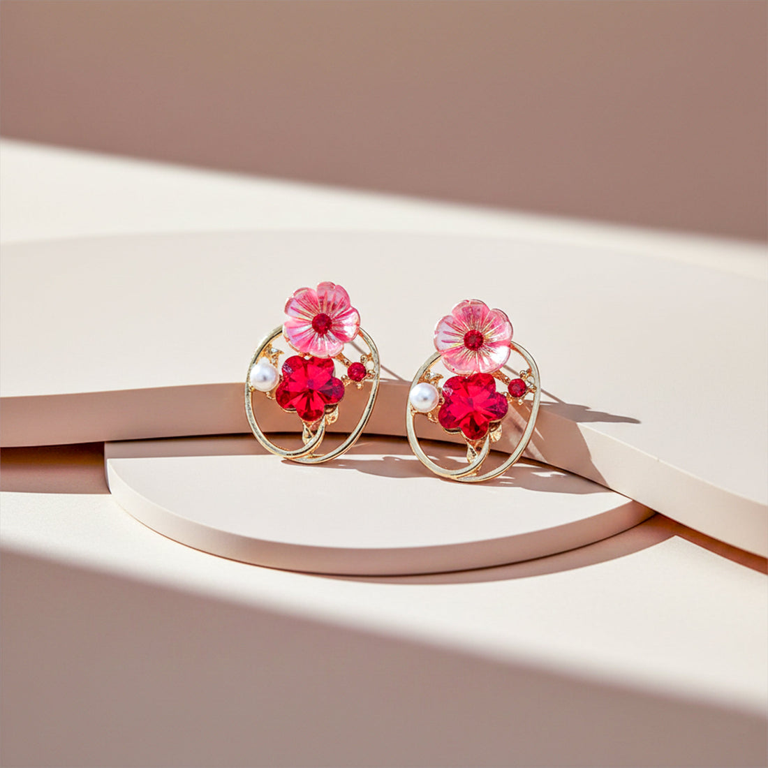 Ruby Petal Charm Earrings