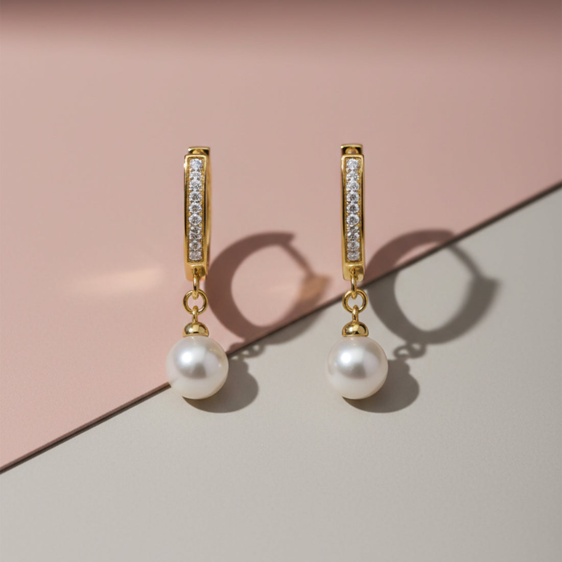 Minimalist Gold Bar Pearl Drop Earrings