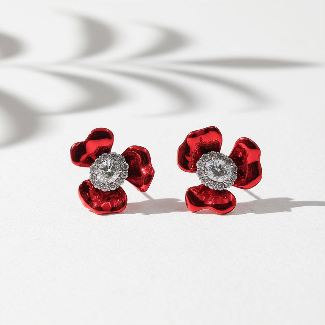 Red Blossom Crystal Luxury Earrings