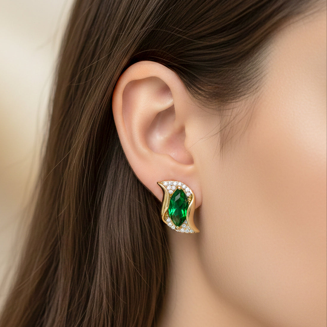 Velvet Green Luxe Curve Earrings