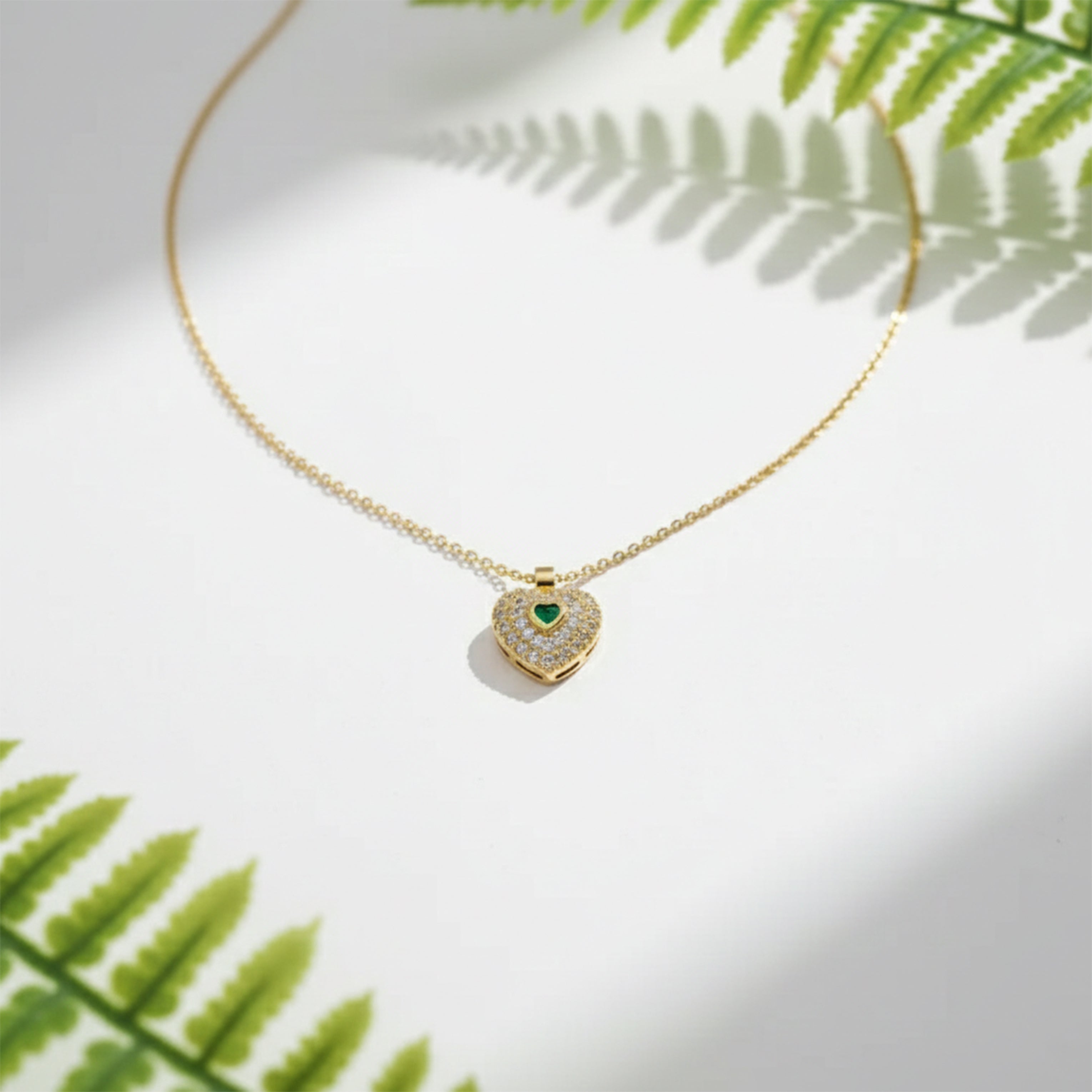 Celestia Green Crystal Heart Necklace