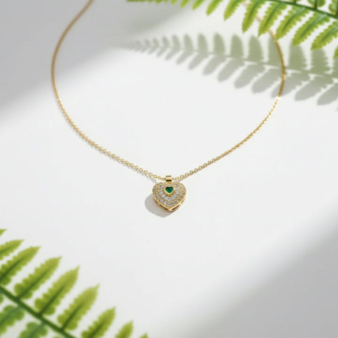 Celestia Green Crystal Heart Necklace