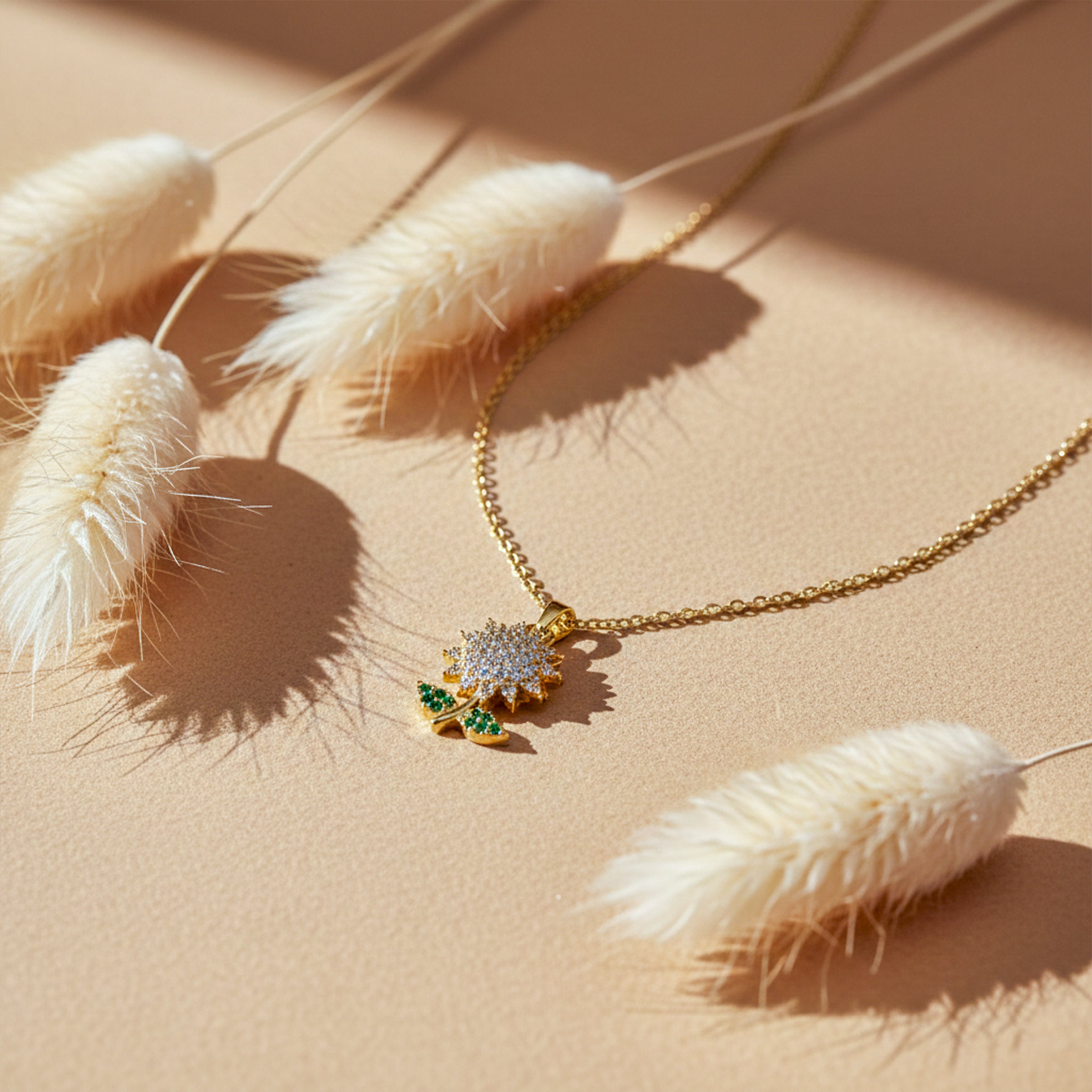 Sunflower Gold Pendant Necklace