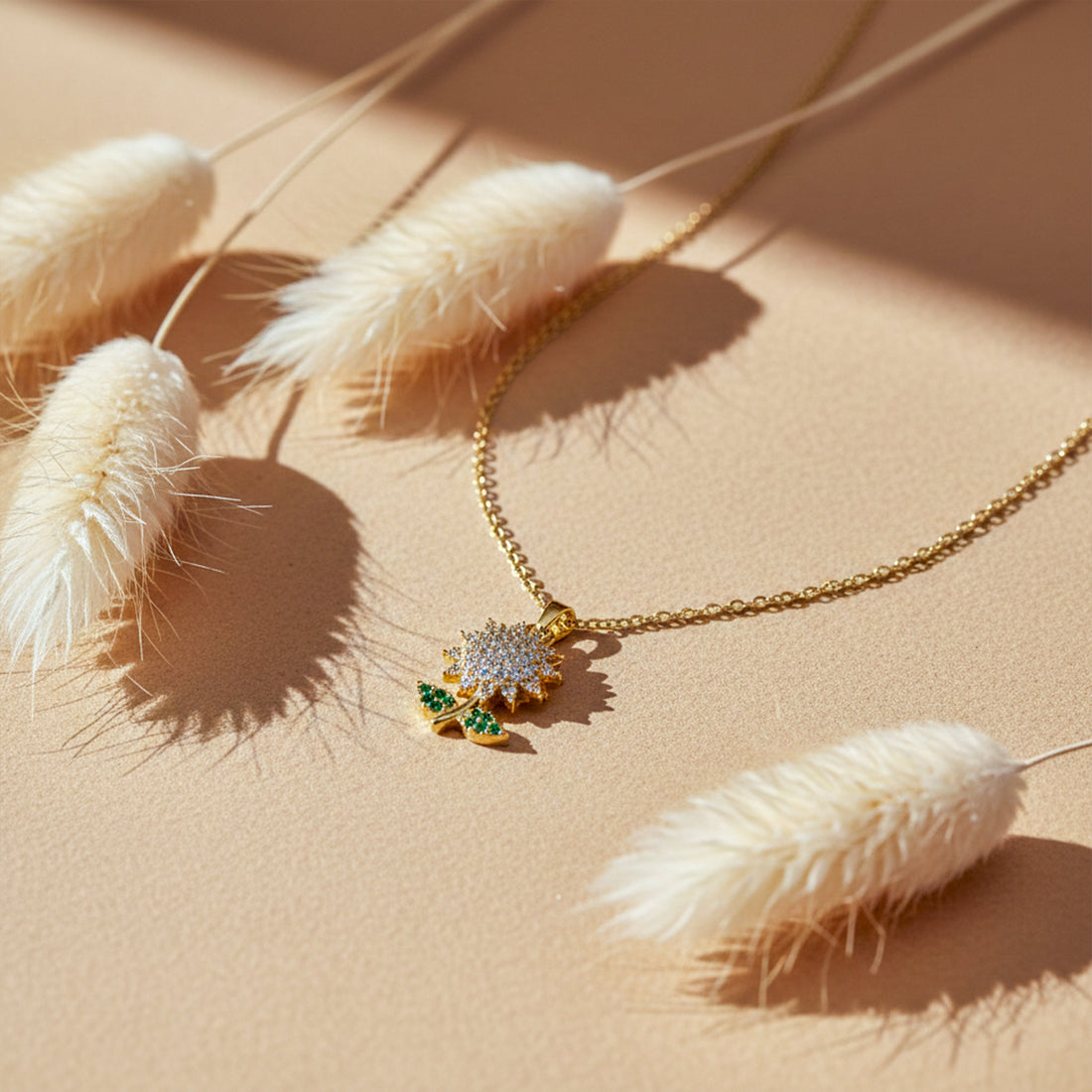 Sunflower Gold Pendant Necklace