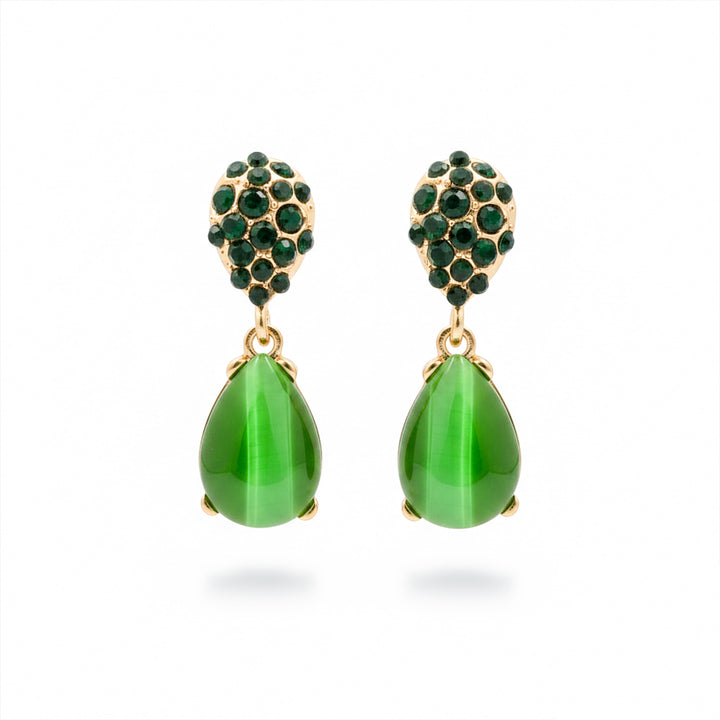 Green Cat Eye Drop Earrings