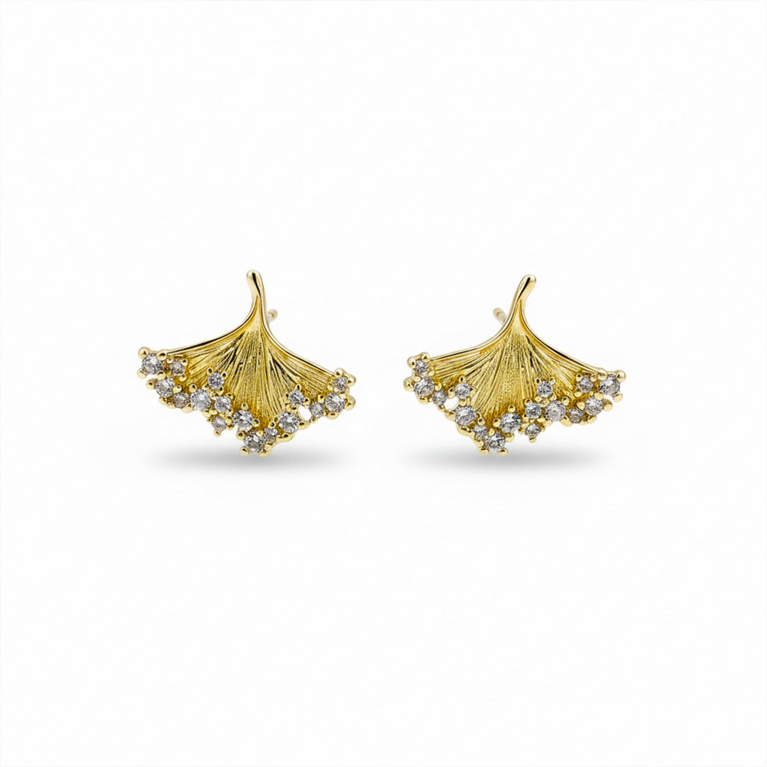 Golden Ginkgo Crystal Earrings