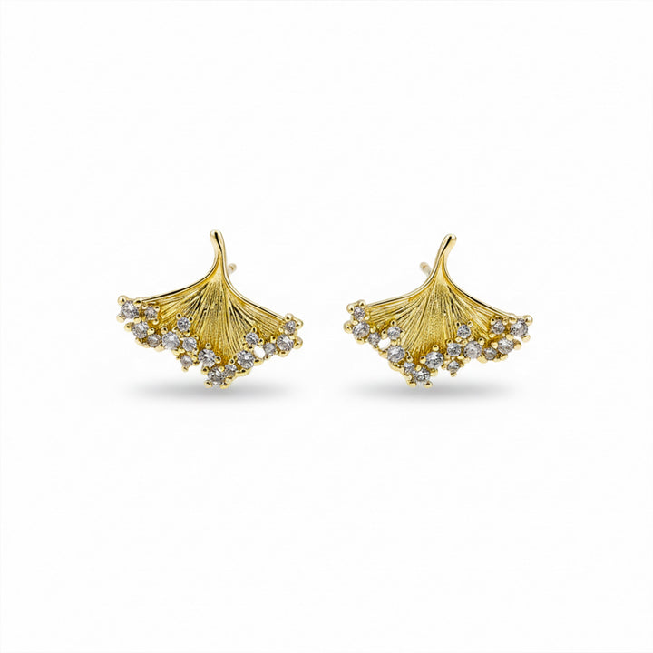 Golden Ginkgo Crystal Earrings