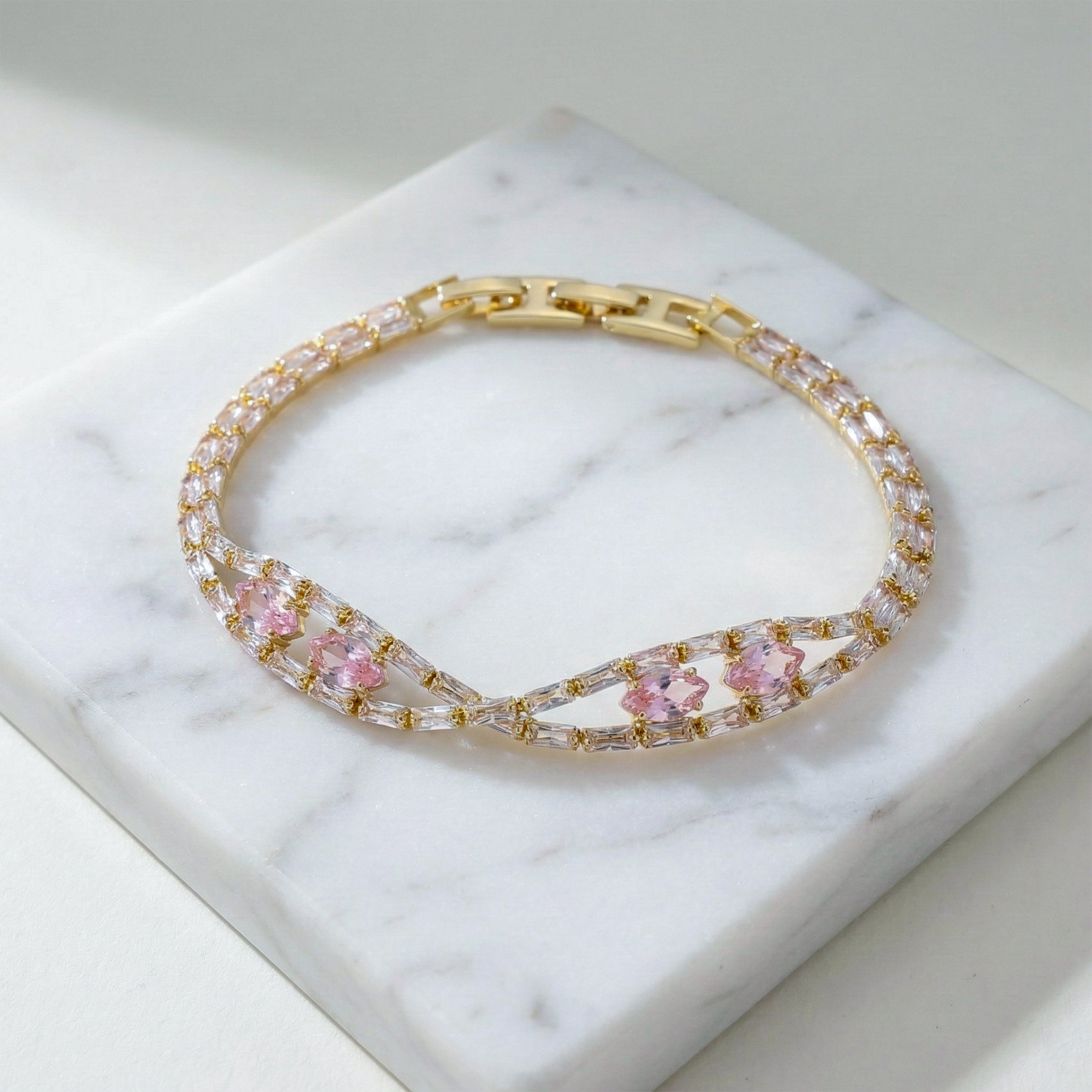 Celeste Pink Sapphire X-Link Diamond Bracelet