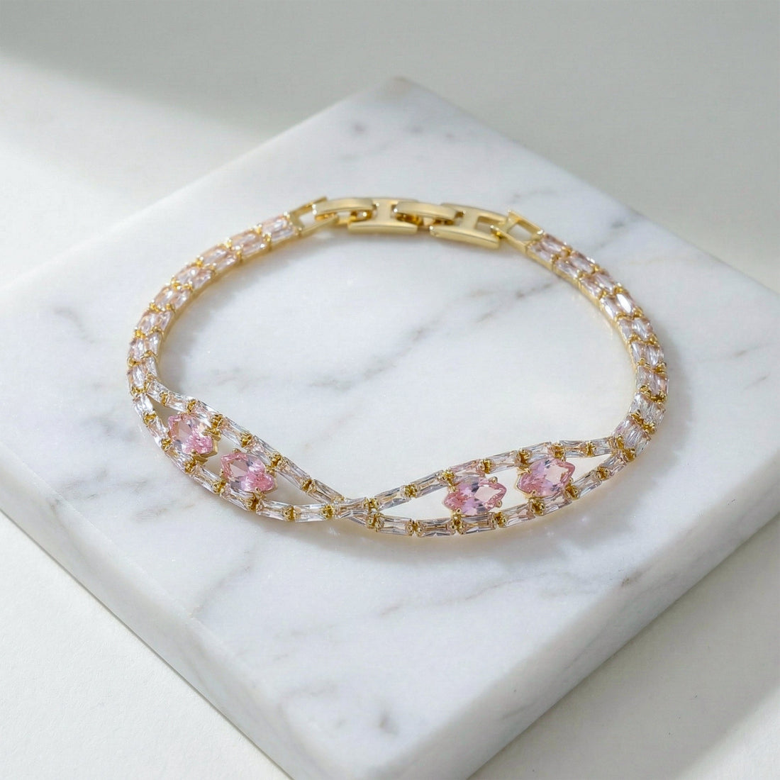 Celeste Pink Sapphire X-Link Diamond Bracelet