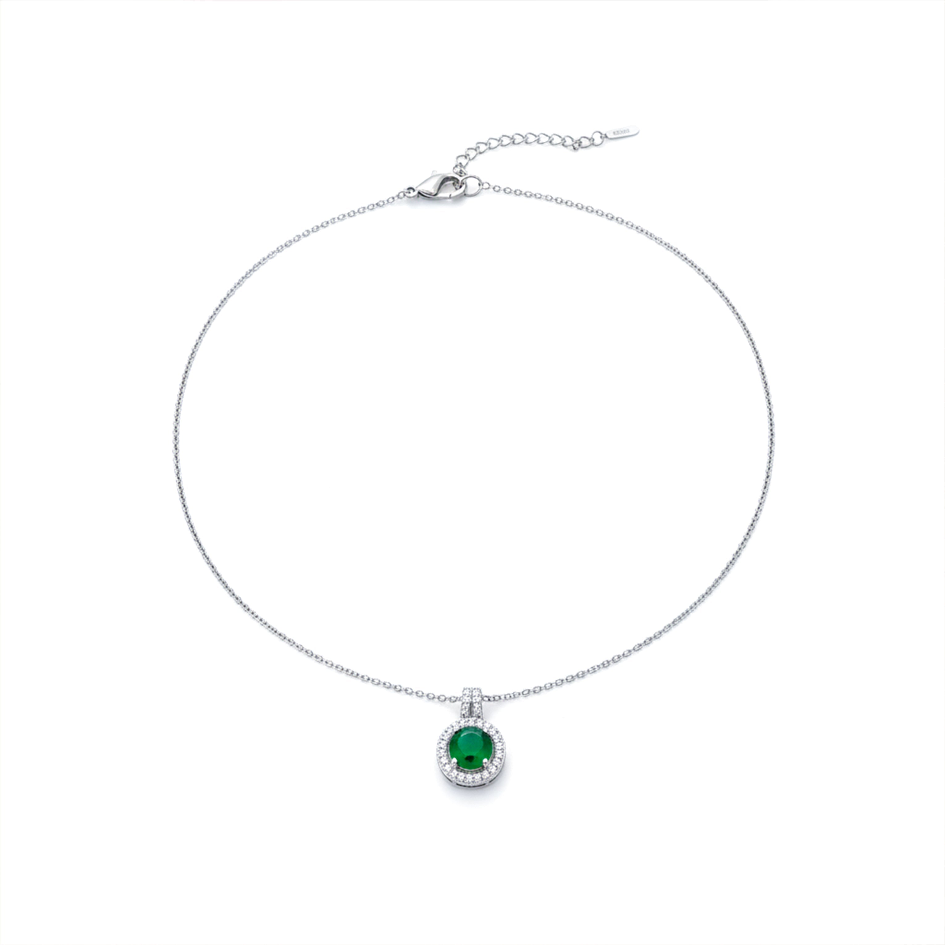 Imperial Emerald Halo Necklace