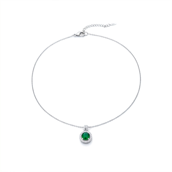 Imperial Emerald Halo Necklace