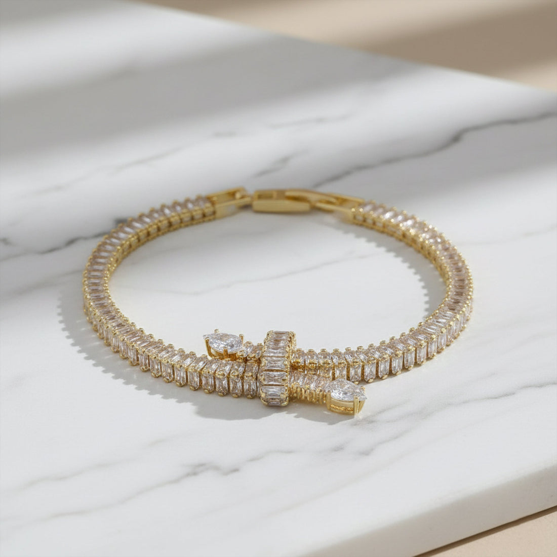 Infinity Ribbon Diamond Tennis Bracelet
