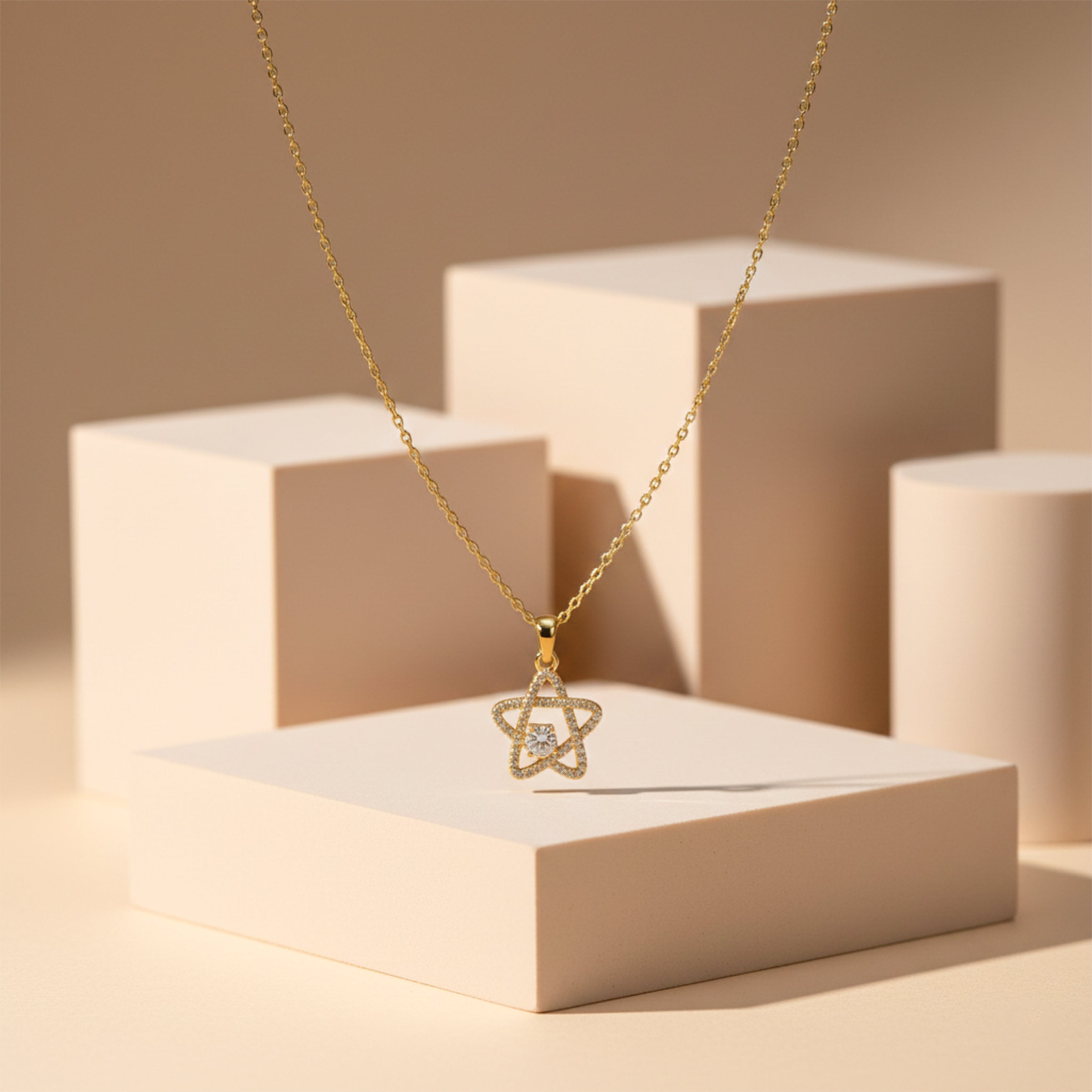 Luxury Crystal Star Gold Pendant Necklace