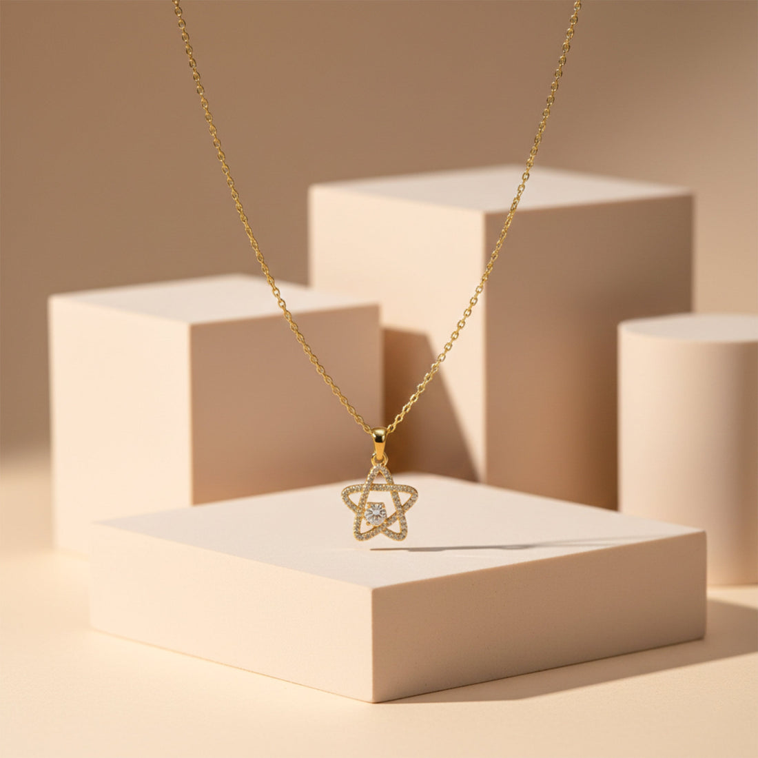 Luxury Crystal Star Gold Pendant Necklace