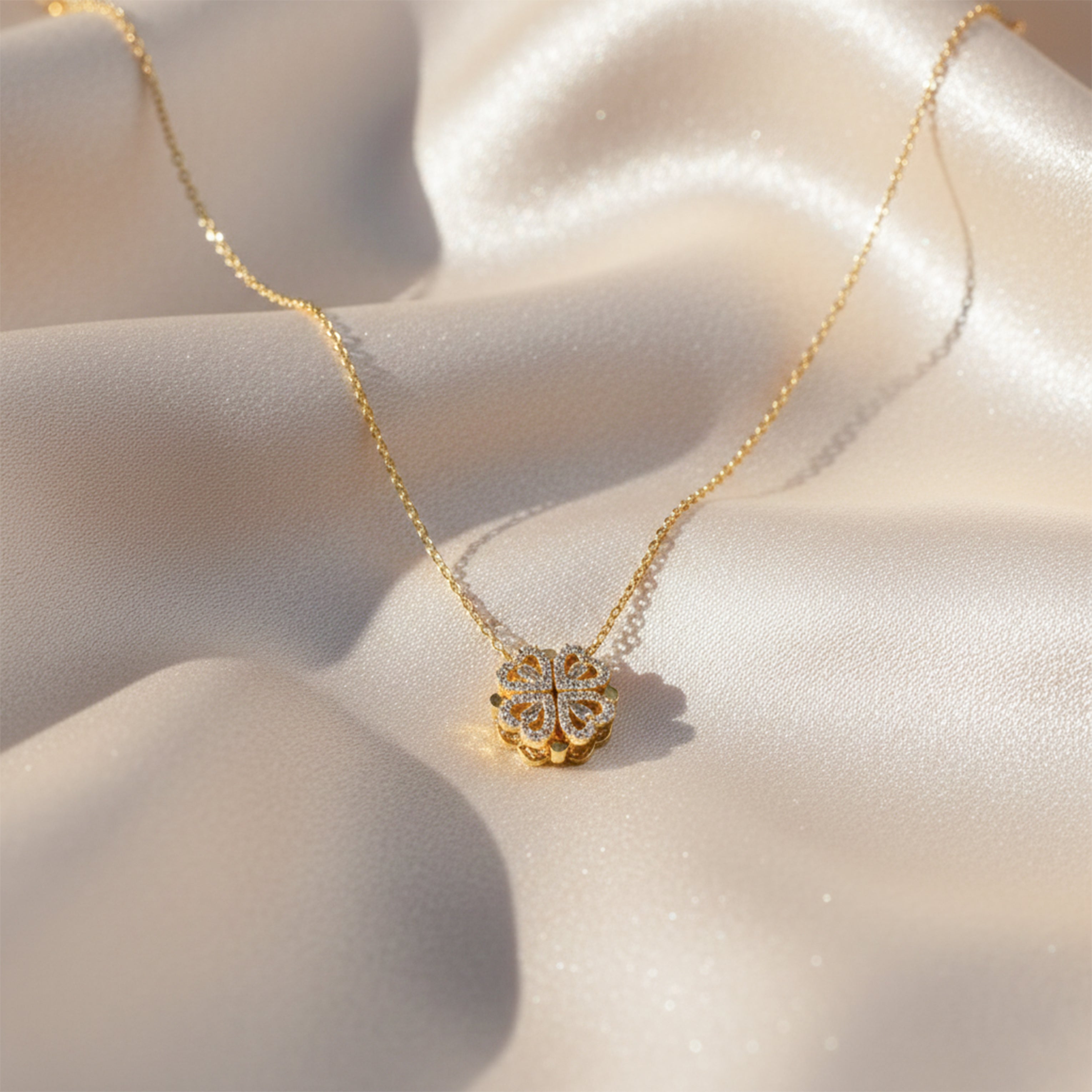 Lucky Clover Diamond Pendant Necklace