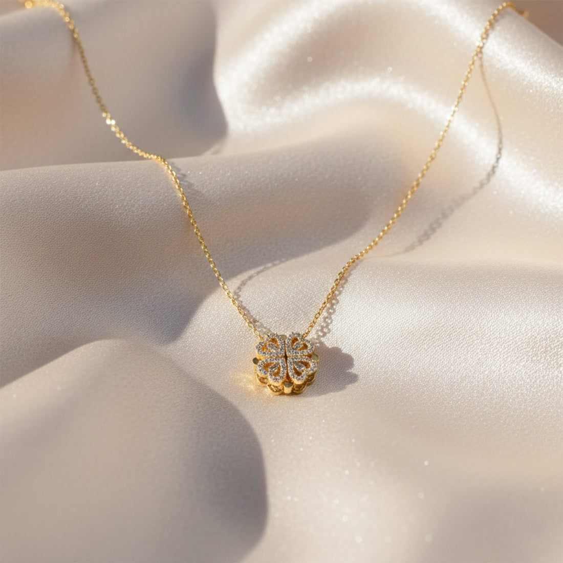 Lucky Clover Diamond Pendant Necklace