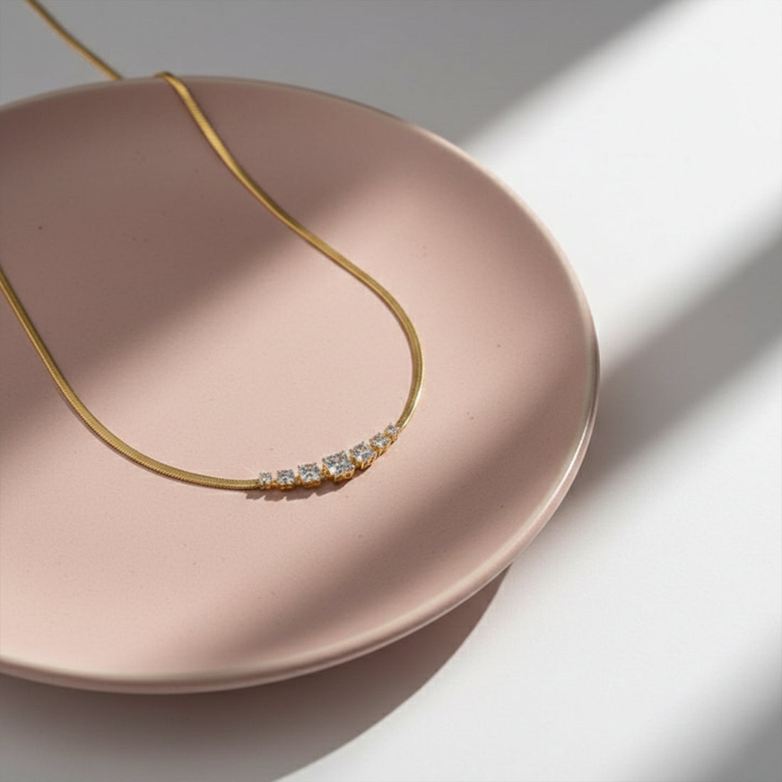 Celeste Diamond Curve Gold Necklace