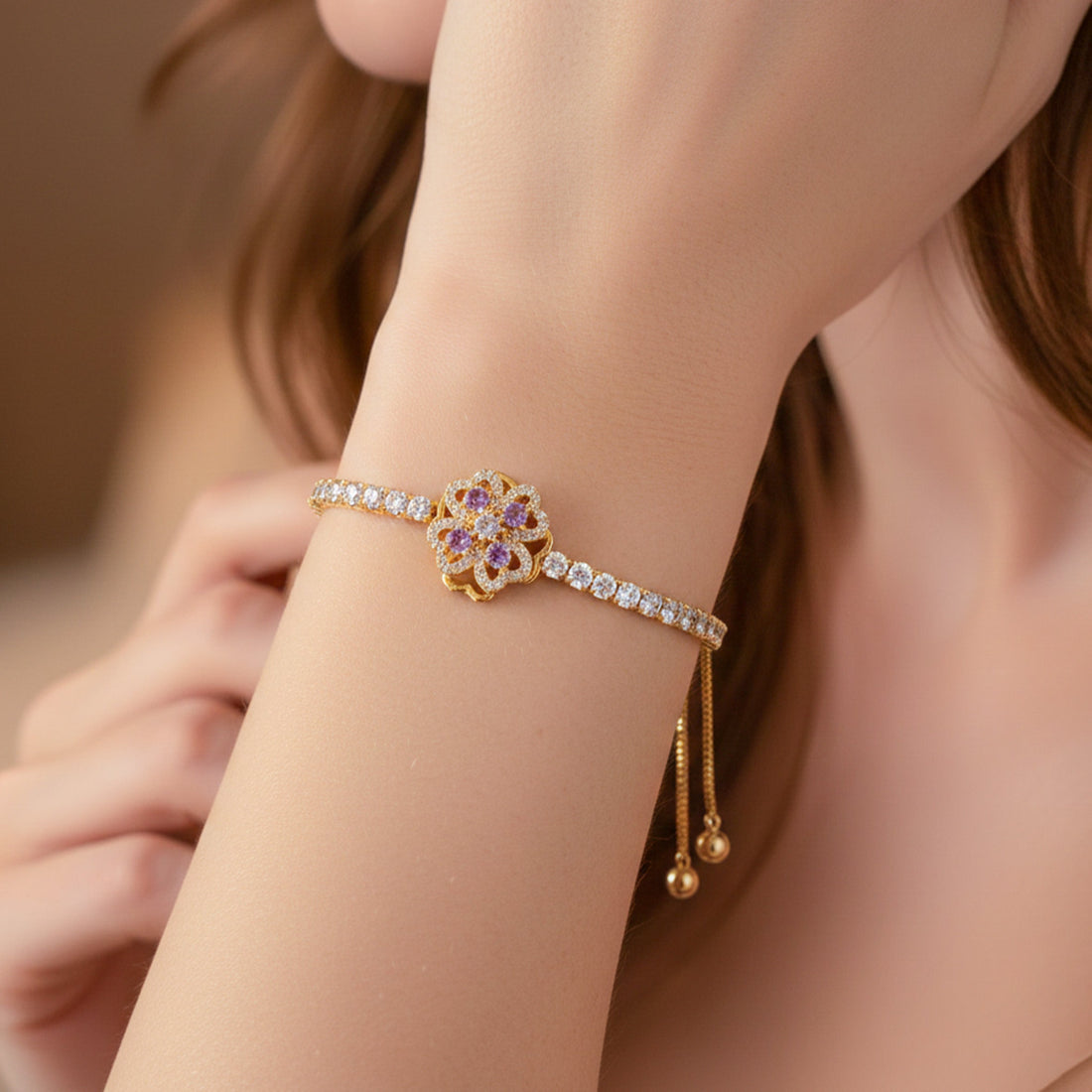Violet Blossom Diamond Bracelet