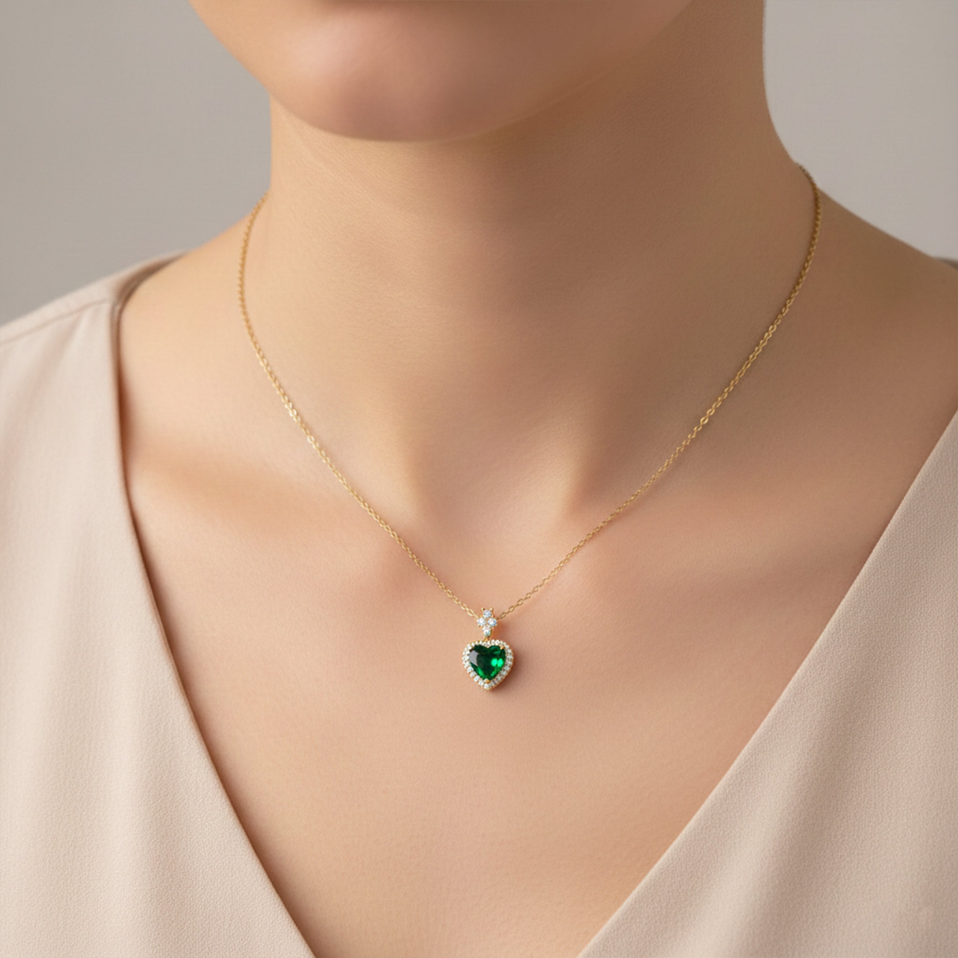 Eterna Emerald Heart Pendant Necklace