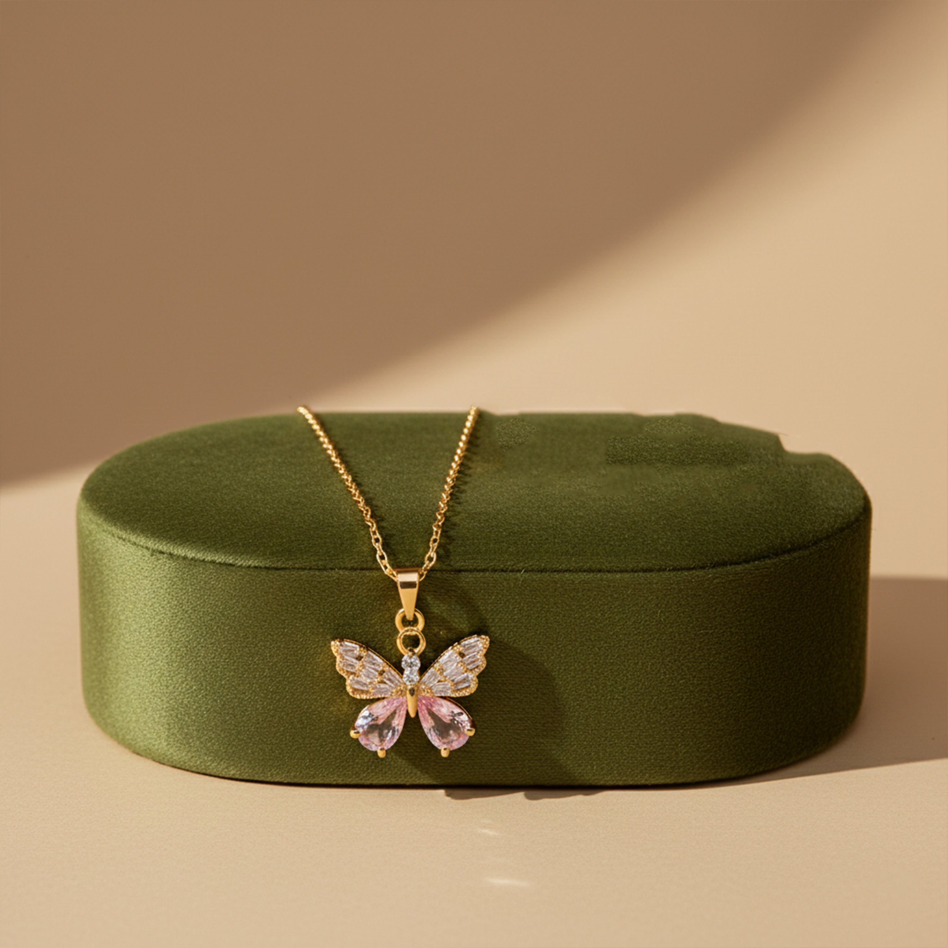 Dainty Butterfly Pendant Gold Necklace
