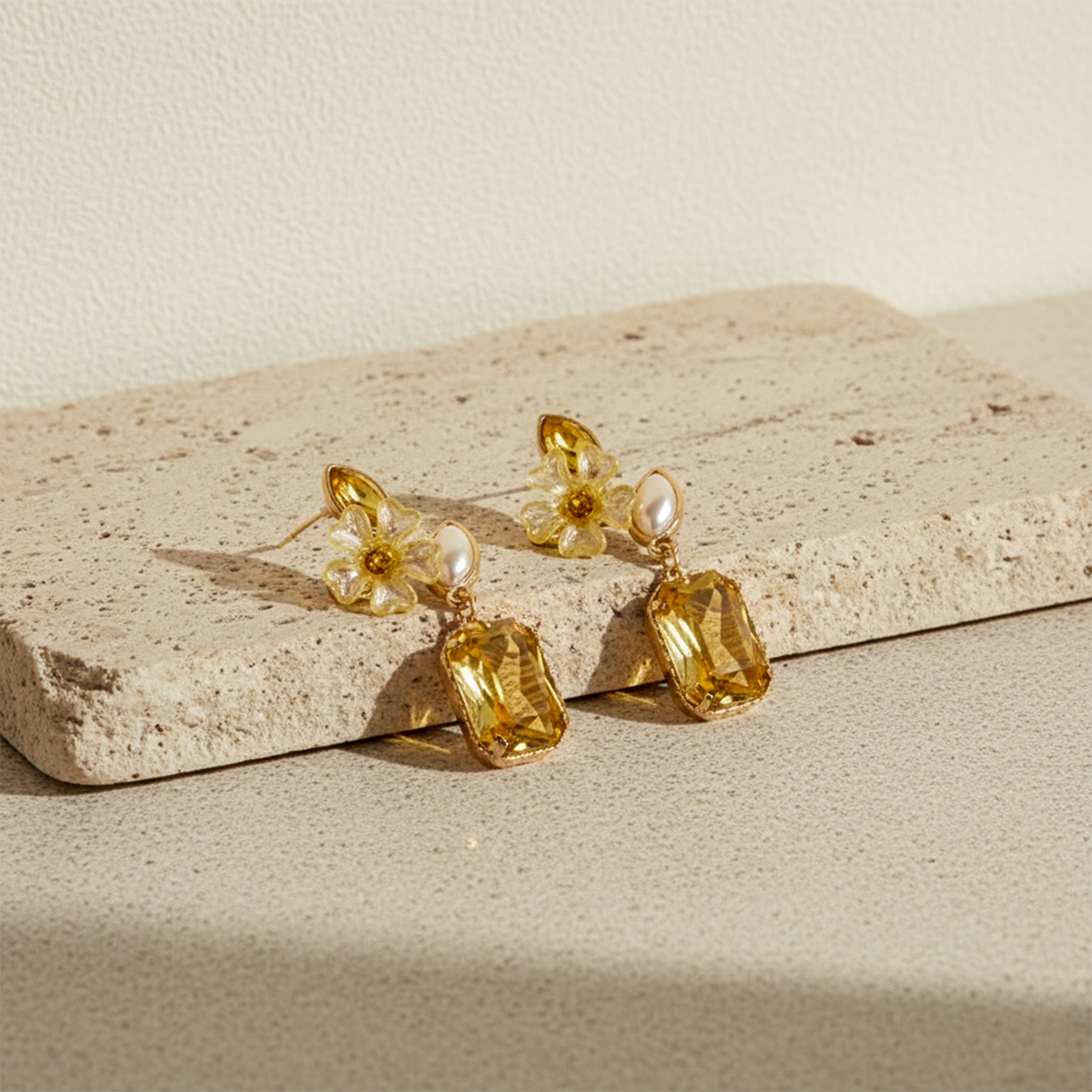 Amber Glow Floral Earrings