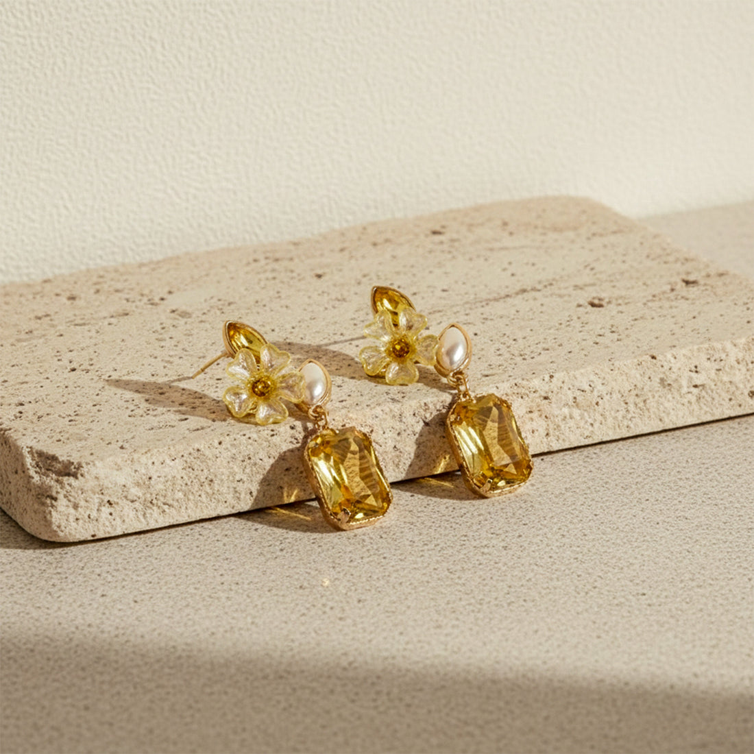 Amber Glow Floral Earrings