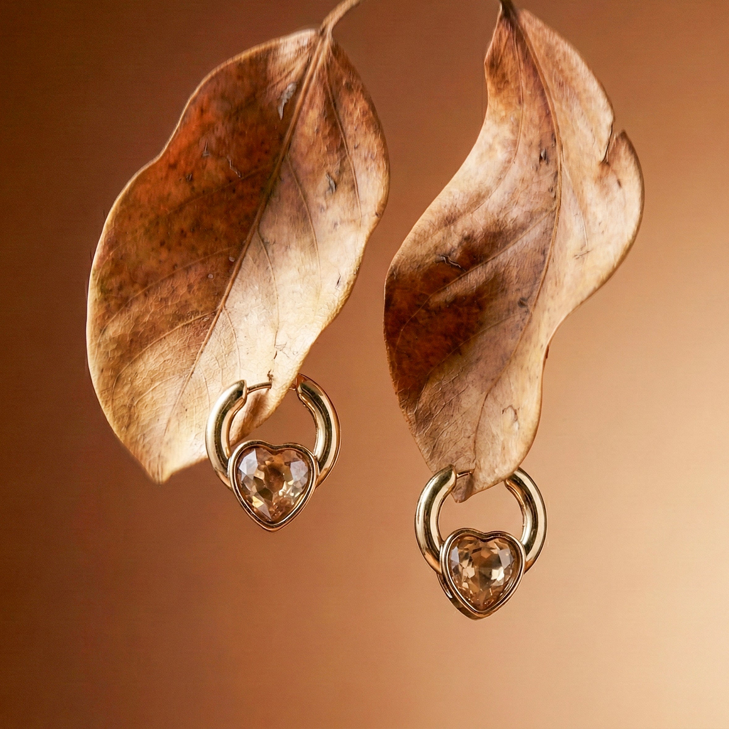 Chic Gold Heart Dangle Earrings