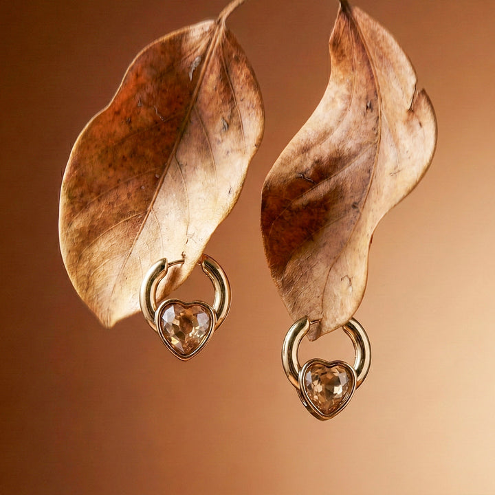 Chic Gold Heart Dangle Earrings