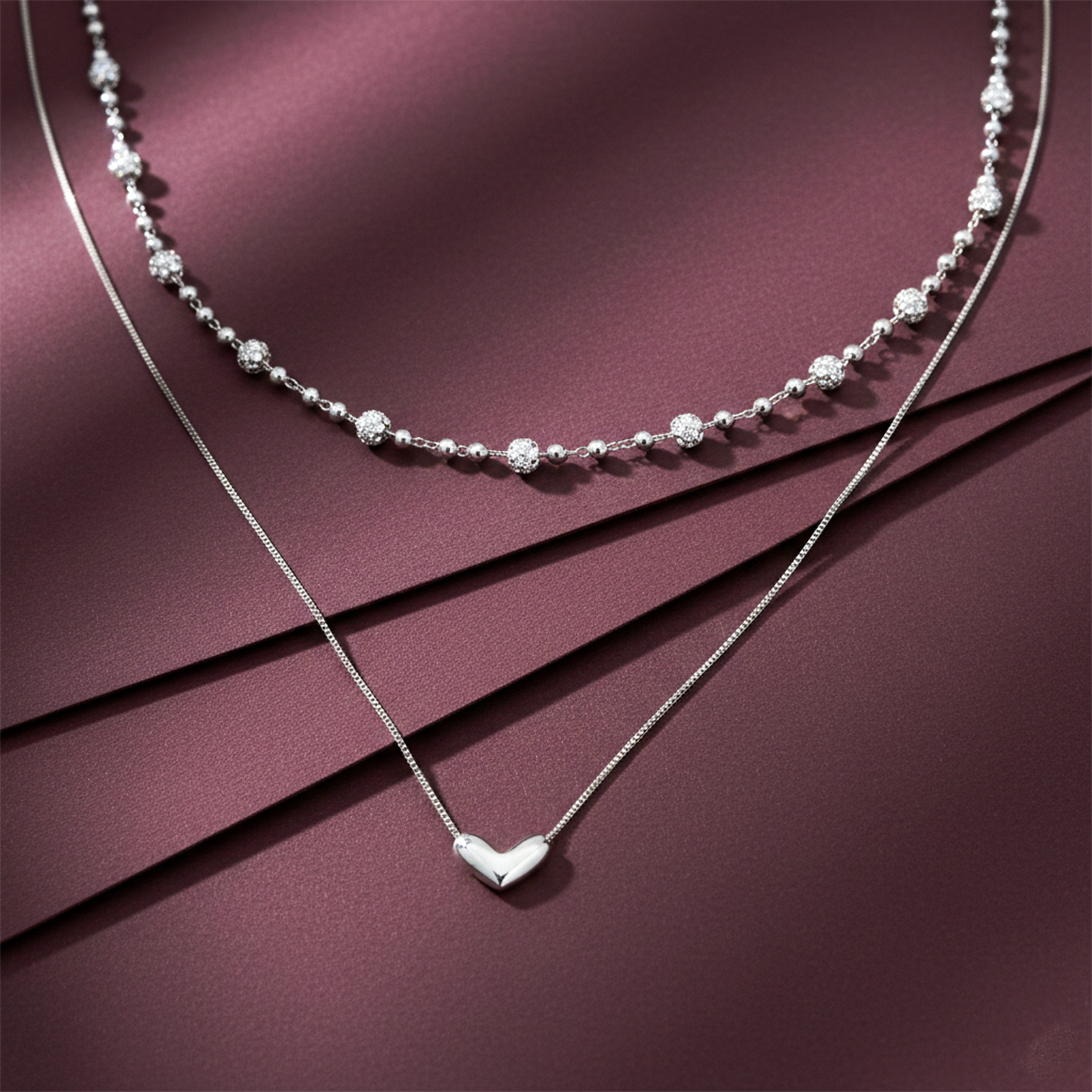 Luxpenny Dual Layer Silver Heart Necklace
