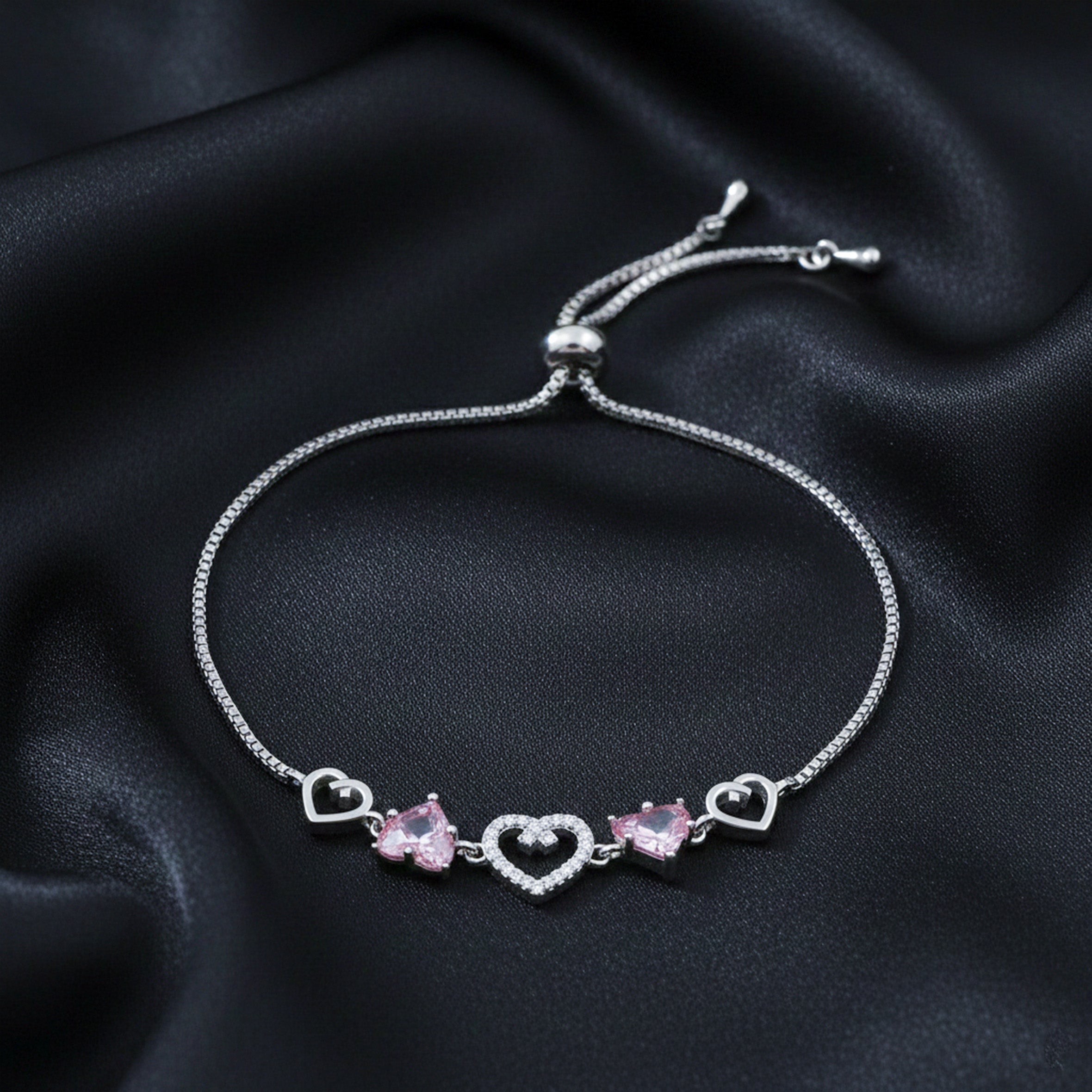 Rosé Lumière Heart Crystal Bracelet