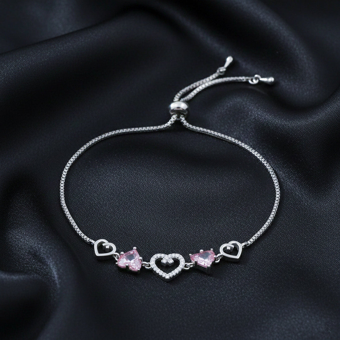 Rosé Lumière Heart Crystal Bracelet