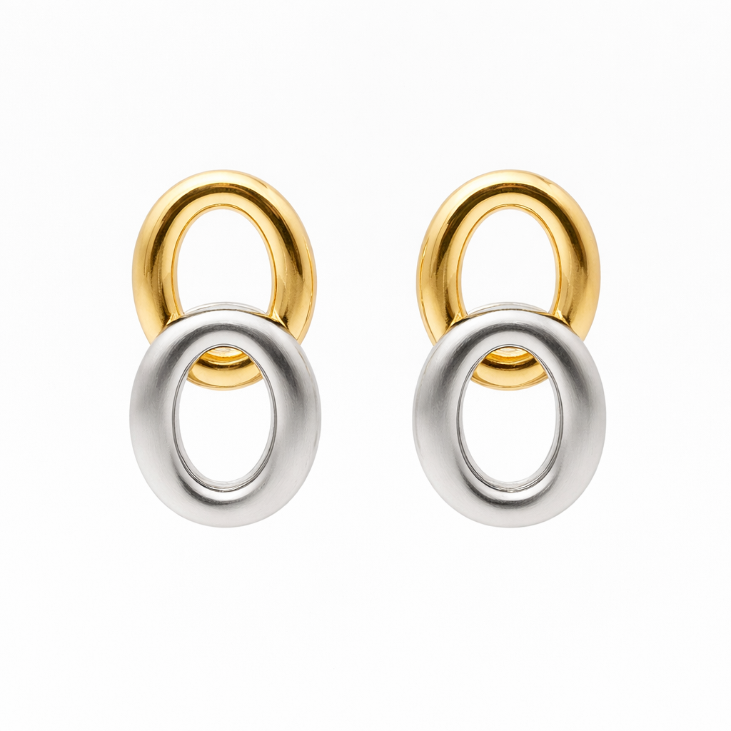 Timeless Dual Link Gold Silver Earrings