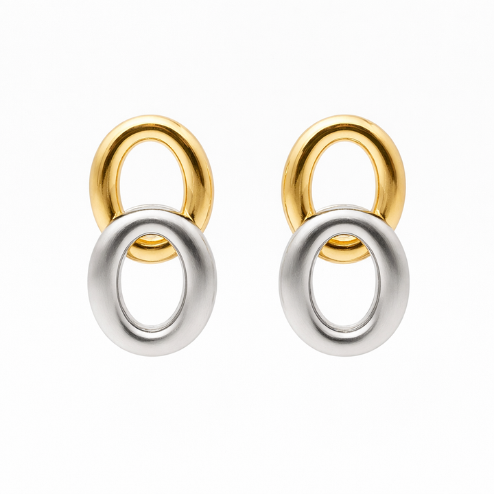 Timeless Dual Link Gold Silver Earrings