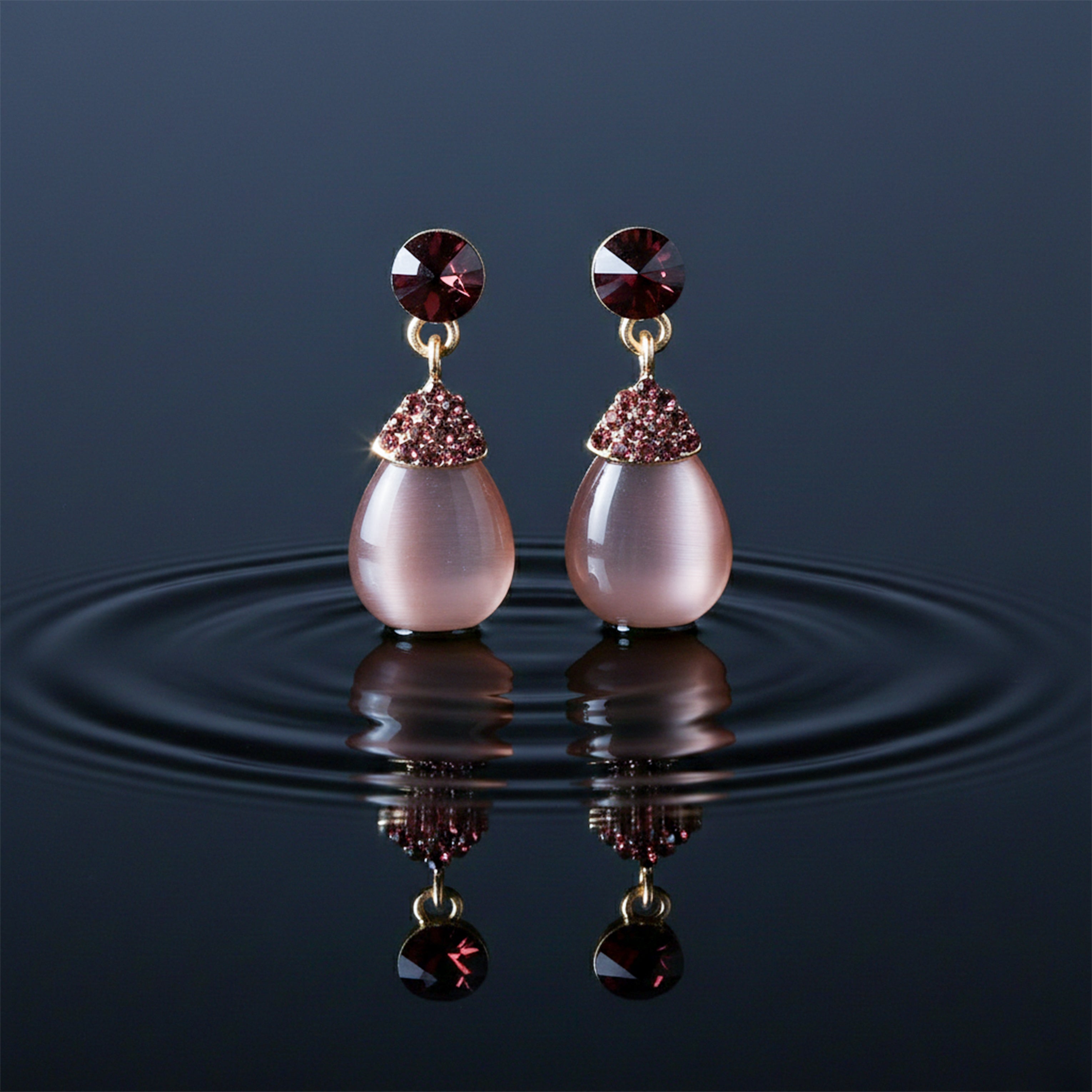 Elegant Mauve Pearl Drop Earrings