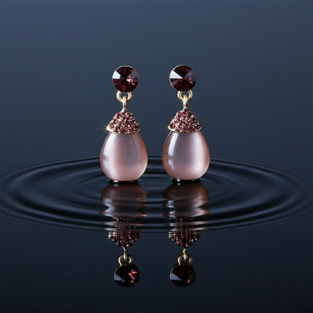 Elegant Mauve Pearl Drop Earrings