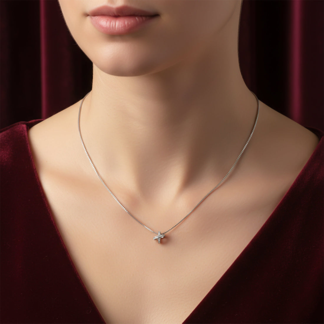 Infinity Cross Diamond Silver Necklace